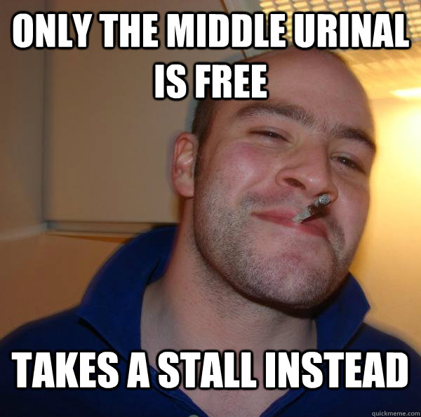 Only the middle urinal is free takes a stall instead - Only the middle urinal is free takes a stall instead  Misc