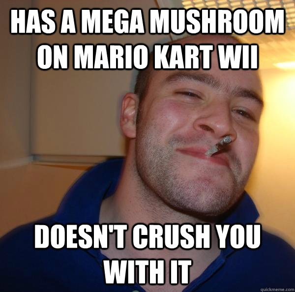 Has a Mega Mushroom on Mario Kart Wii Doesn't crush you with it - Has a Mega Mushroom on Mario Kart Wii Doesn't crush you with it  Misc