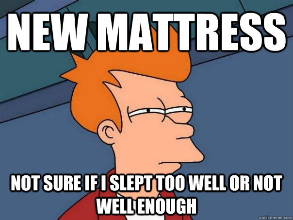 NEW MATTRESS NOT SURE IF I SLEPT TOO WELL OR NOT WELL ENOUGH  Futurama Fry