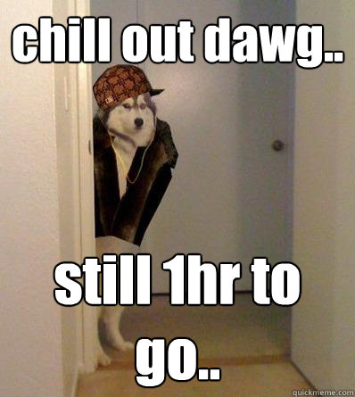 chill out dawg.. still 1hr to go.. - chill out dawg.. still 1hr to go..  Scumbag dog