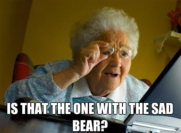  IS THAT THE ONE WITH THE SAD BEAR?    Grandma finds the Internet