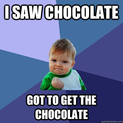 i saw chocolate got to get the chocolate  Success Kid