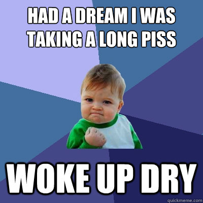 Had a dream I was taking a long piss Woke up DRY  Success Kid