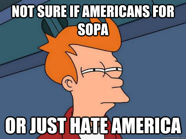 Not sure if Americans for SOPA Or just hate America - Not sure if Americans for SOPA Or just hate America  Futurama Fry