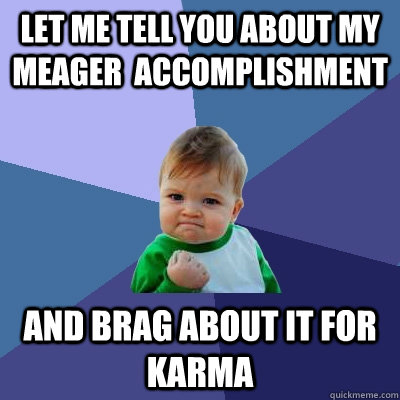 Let me tell you about my meager  accomplishment And brag about it for karma - Let me tell you about my meager  accomplishment And brag about it for karma  Success Kid