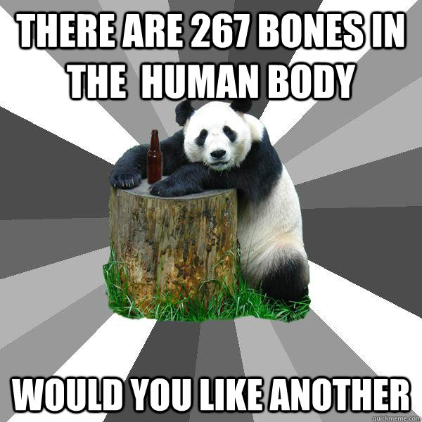 There are 267 bones in the  human body would you like another  Pickup-Line Panda