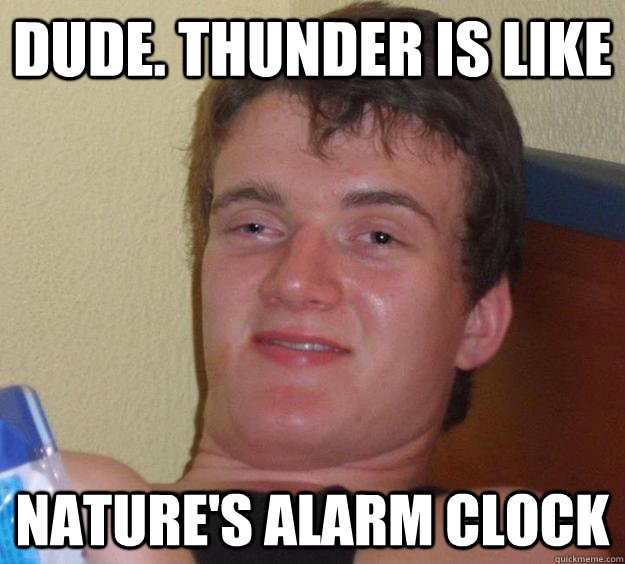 Dude. Thunder is like nature's alarm clock  10 Guy