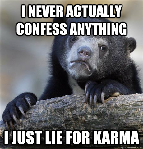 i never actually confess anything  I just lie for karma  Confession Bear