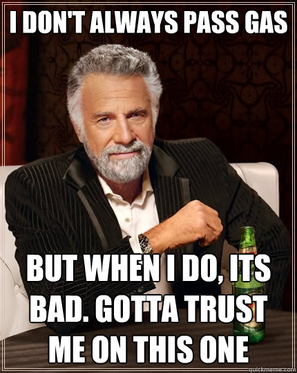 i don't always pass gas But when I do, its bad. gotta trust me on this one - i don't always pass gas But when I do, its bad. gotta trust me on this one  The Most Interesting Man In The World