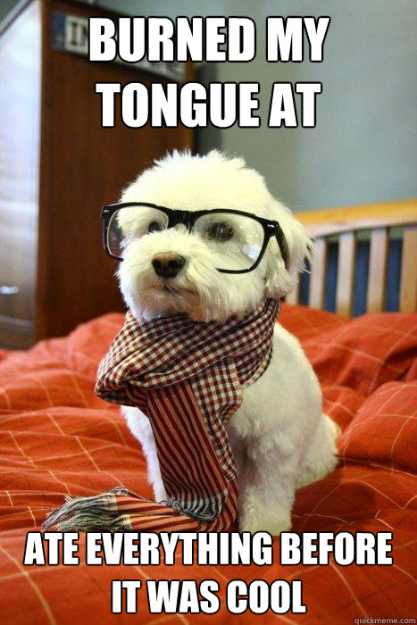 Burned my tongue at Carlsgiving  ate everything before it was cool  Hipster Dog