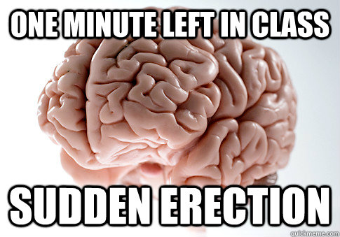 ONE MINUTE LEFT IN CLASS SUDDEN ERECTION   Scumbag Brain