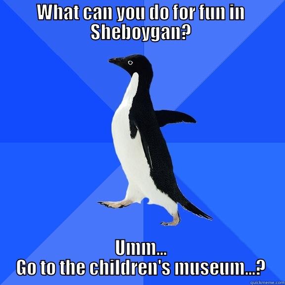 WHAT CAN YOU DO FOR FUN IN SHEBOYGAN? UMM... GO TO THE CHILDREN'S MUSEUM...? Socially Awkward Penguin