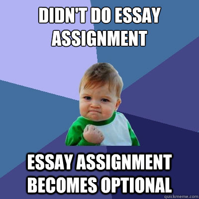 Didn't do essay assignment Essay assignment becomes optional   Success Kid