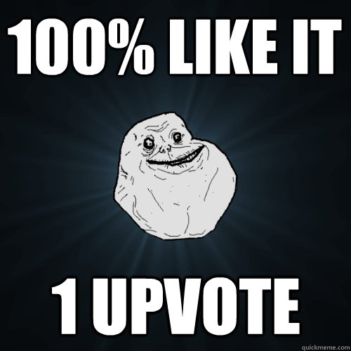 100% Like it 1 upvote  Forever Alone