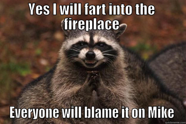 YES I WILL FART INTO THE FIREPLACE EVERYONE WILL BLAME IT ON MIKE Evil Plotting Raccoon