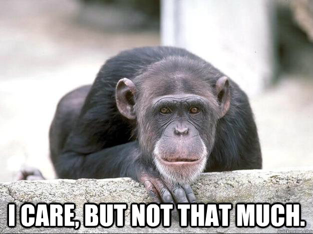  I care, but not that much. -  I care, but not that much.  Caring Monkey