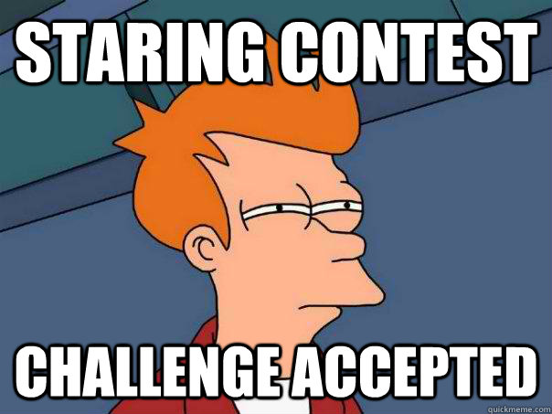 staring contest challenge accepted - staring contest challenge accepted  Futurama Fry