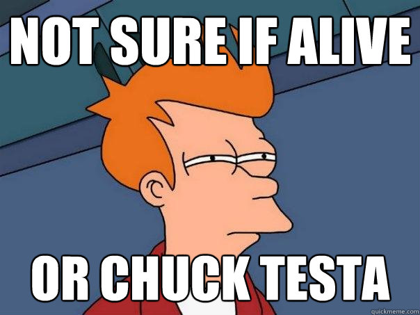 Not sure if alive or chuck testa  Futurama Fry