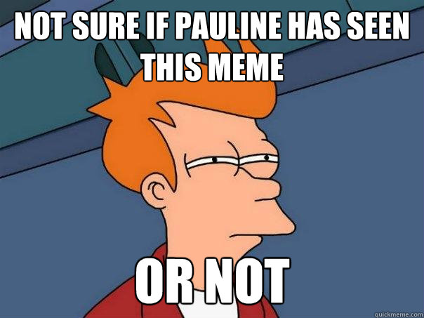 NOT SURE IF PAULINE HAS SEEN THIS MEME OR NOT  Futurama Fry