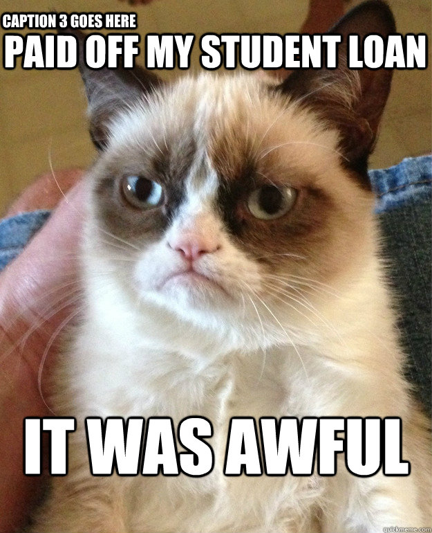 Paid off my student loan it was awful Caption 3 goes here  Grumpy Cat