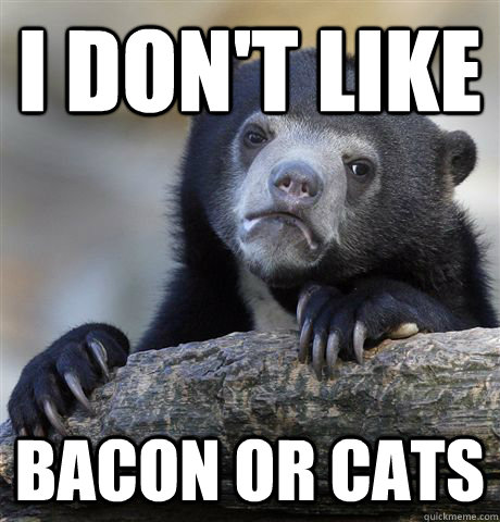 I don't like Bacon or cats   Confession Bear