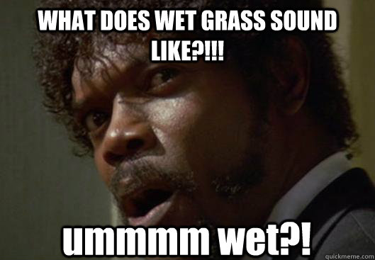 WHAT DOES WET GRASS SOUND LIKE?!!! ummmm wet?!  Angry Samuel L Jackson