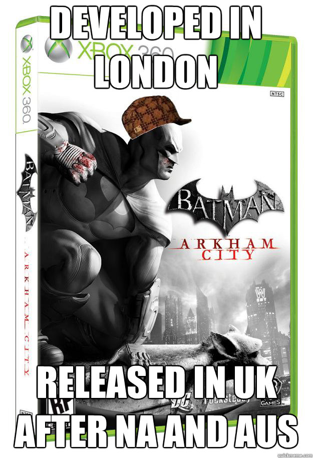 developed in london released in uk after na and aus  Scumbag Batman