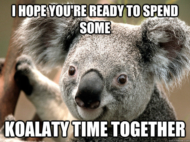 I hope you're ready to spend some Koalaty time together  - I hope you're ready to spend some Koalaty time together   I am