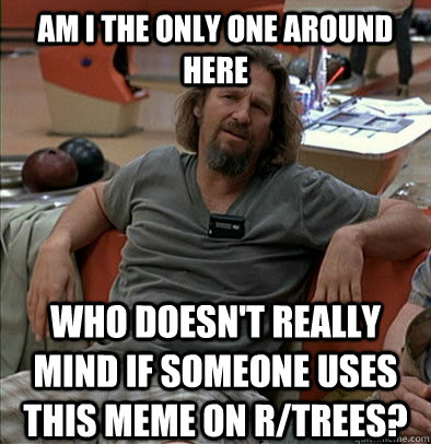 Am I the only one around here Who doesn't really mind if someone uses this meme on r/trees? - Am I the only one around here Who doesn't really mind if someone uses this meme on r/trees?  The Dude