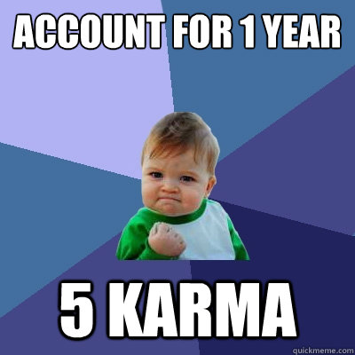 Account for 1 year 5 karma  Success Kid