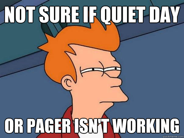 Not sure if quiet day or pager isn't working - Not sure if quiet day or pager isn't working  Futurama Fry