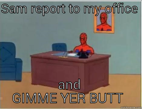 SAM REPORT TO MY OFFICE  AND GIMME YER BUTT  Spiderman Desk