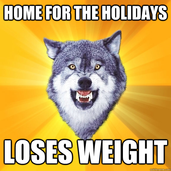 home for the holidays loses weight  Courage Wolf