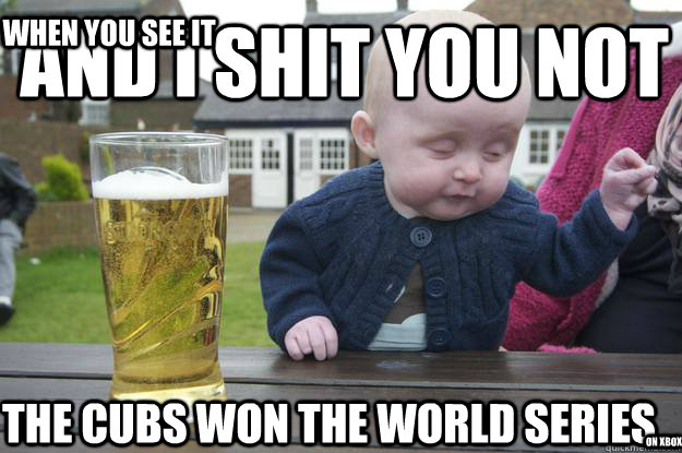 and i shit you not the cubs won the world series  on xbox when you see it  drunk baby