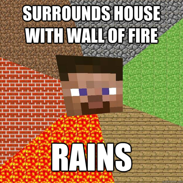 surrounds house with wall of fire rains - surrounds house with wall of fire rains  Minecraft