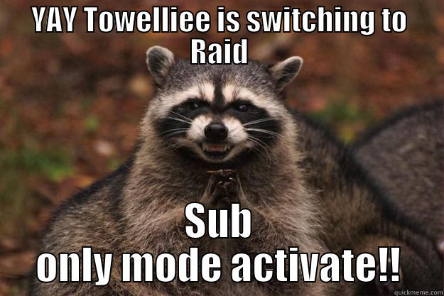 YAY TOWELLIEE IS SWITCHING TO RAID SUB ONLY MODE ACTIVATE!! Evil Plotting Raccoon