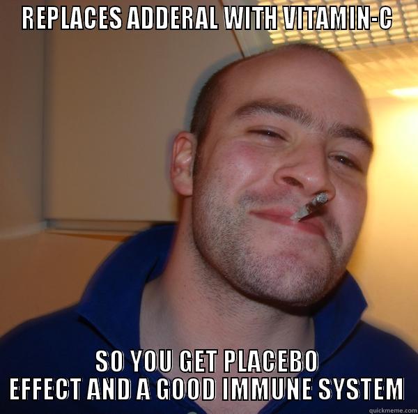 REPLACES ADDERAL WITH VITAMIN-C SO YOU GET PLACEBO EFFECT AND A GOOD IMMUNE SYSTEM Good Guy Greg 