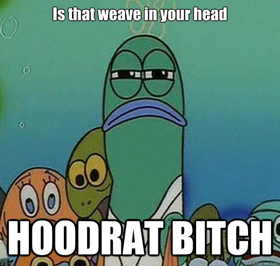 Is that weave in your head HOODRAT BITCH - Is that weave in your head HOODRAT BITCH  Serious fish SpongeBob