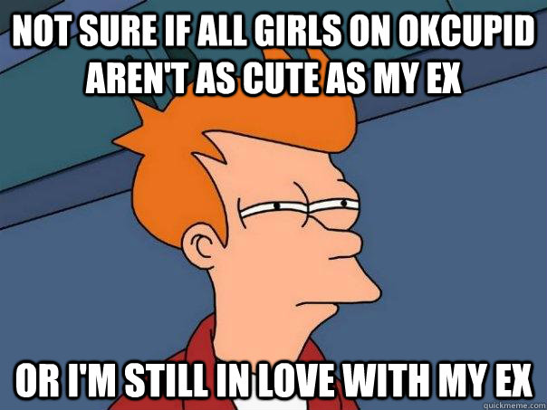 Not sure if all girls on OKcupid aren't as cute as my ex Or I'm still in love with my ex  Futurama Fry