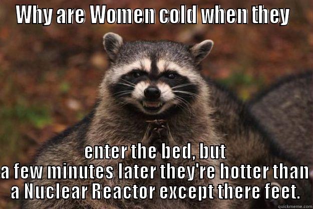 Russian Raccon Word Of The Day - WHY ARE WOMEN COLD WHEN THEY  ENTER THE BED, BUT A FEW MINUTES LATER THEY'RE HOTTER THAN A NUCLEAR REACTOR EXCEPT THERE FEET. Evil Plotting Raccoon