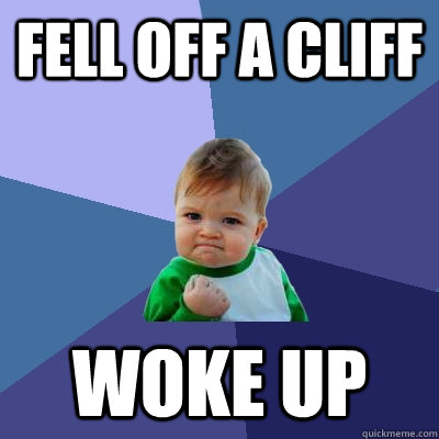 Fell off a cliff woke up - Fell off a cliff woke up  Success Kid