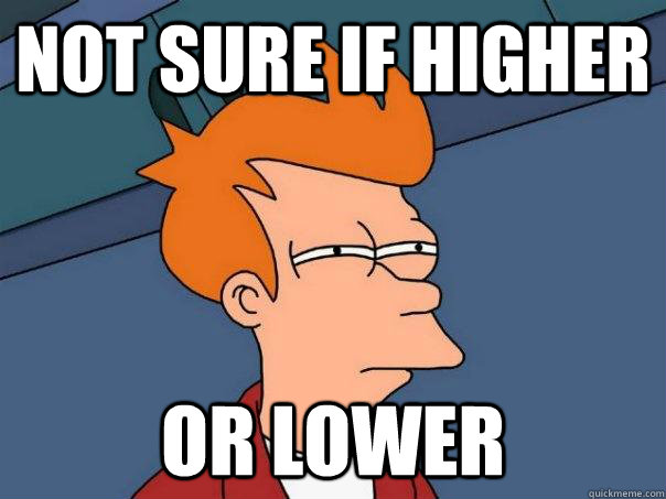 not sure if higher or lower  Futurama Fry