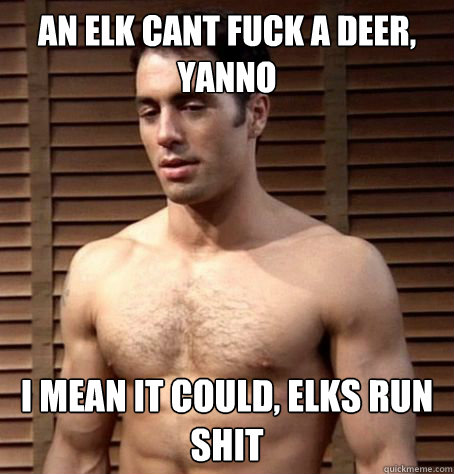 an elk cant fuck a deer, yanno i mean it could, elks run shit  