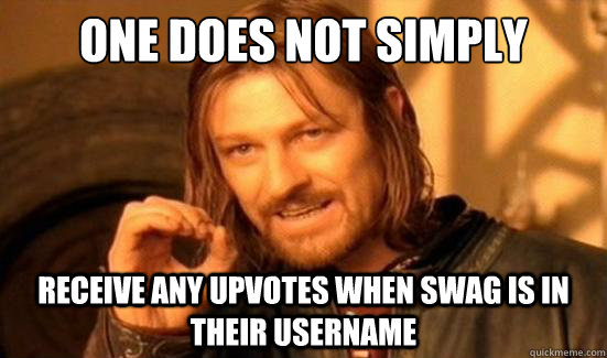 One Does Not Simply receive any upvotes when Swag is in their username  Boromir