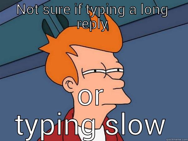 NOT SURE IF TYPING A LONG REPLY OR TYPING SLOW Futurama Fry