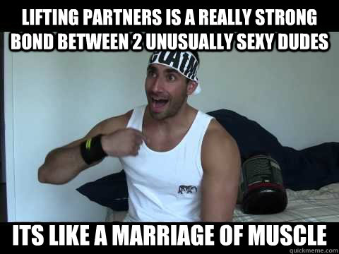 Lifting partners is a really strong bond between 2 unusually sexy dudes  Its like a marriage of muscle - Lifting partners is a really strong bond between 2 unusually sexy dudes  Its like a marriage of muscle  Dom Mazzetti