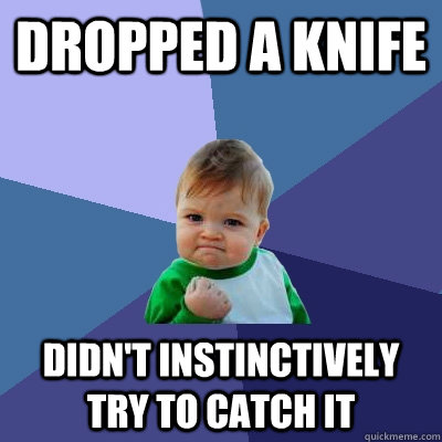 Dropped a knife Didn't instinctively try to catch it - Dropped a knife Didn't instinctively try to catch it  Success Kid