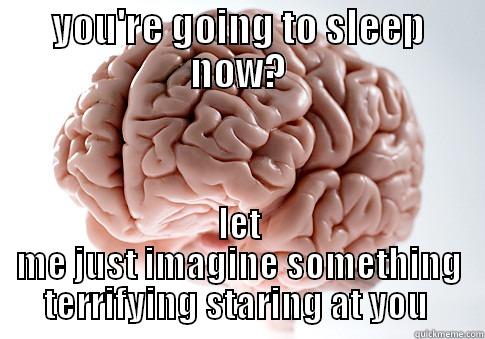 YOU'RE GOING TO SLEEP NOW? LET ME JUST IMAGINE SOMETHING TERRIFYING STARING AT YOU  Scumbag Brain