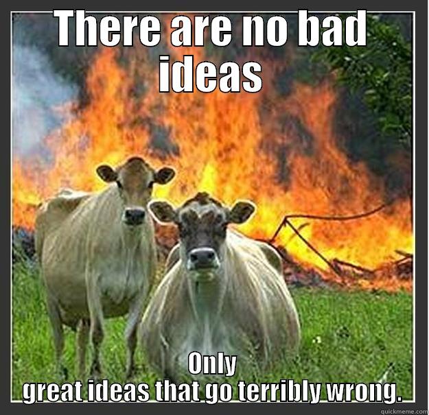 cows being cows - THERE ARE NO BAD IDEAS ONLY GREAT IDEAS THAT GO TERRIBLY WRONG. Evil cows