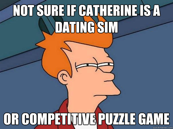 Not sure if Catherine is a dating sim Or competitive puzzle game  Futurama Fry